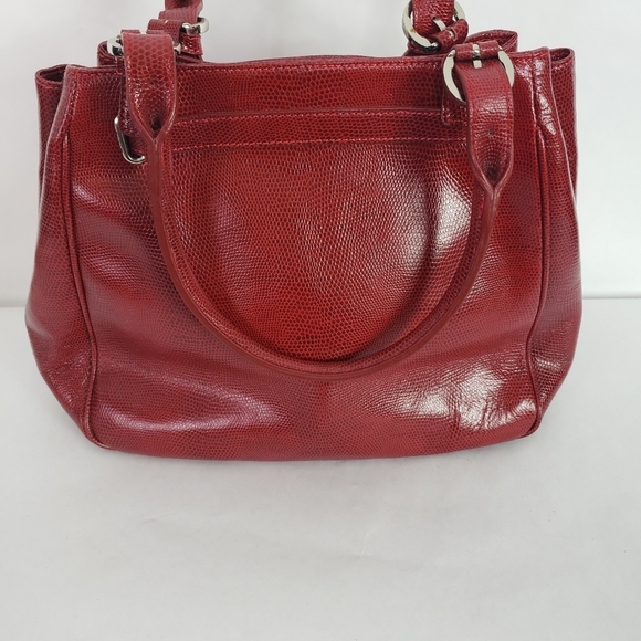 Vintage Muska Made In Italy red pebbled leather hobo satchel turn lock - Picture 7 of 12